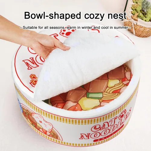 Miniatura 3 de 寵幸 Cama de Fideos Ramen para Perros y Gatos, Mantiene el Calor y Súper Suave Nido Creativo para Mascotas para Gatos de Interior, Cojín Extraíble