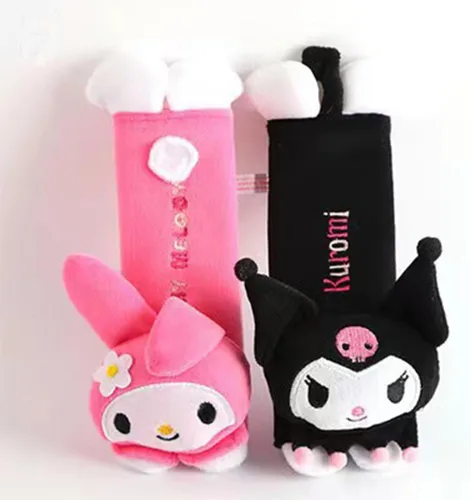 Miniatura 9 de Funda Kawaii para cinturón de seguridad de automóvil, lindo juego de 2 piezas de correa de asiento de anime, protector de cuello, decoración