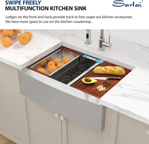 Miniatura 8 de Sarlai Fregadero de Cocina de Granja de Doble Tazón de Acero Inoxidable de 30 - Fregadero de Cocina de 30 x 22 pulgadas con Frente de Delantal