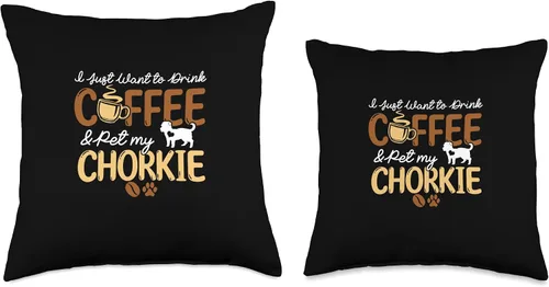 Miniatura 3 de Coffee Lover Chorkie Dog Gifts for Women Dog Mom Divertida almohada para amantes del café, regalos para dueños de Chorkie, perro, mamá, papá, 16 x