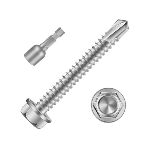 Miniatura 13 de Mellewell Tornillos autoperforantes con cabeza hexagonal de 1/2 pulgada, tornillos de chapa autoperforantes, acero inoxidable 410, 100