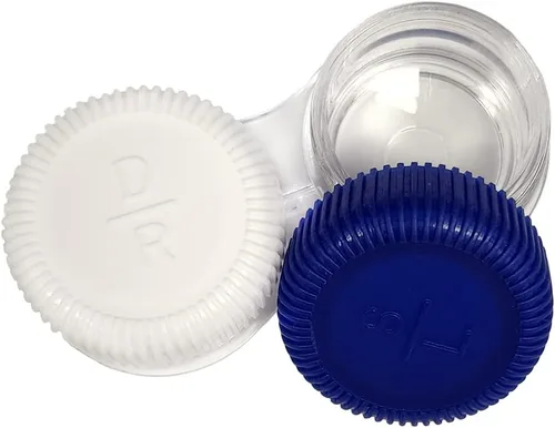 Miniatura 2 de Estuches para lentes de contacto con tapa roscada, azul/blanco, paquete de 12