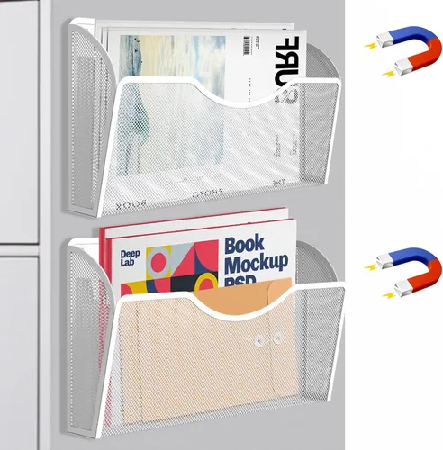 Miniatura 9 de Soporte magnético para archivos, organizador de carpetas de archivos, 1 bolsillos, estante de revistas colgante de oficina para archivadores
