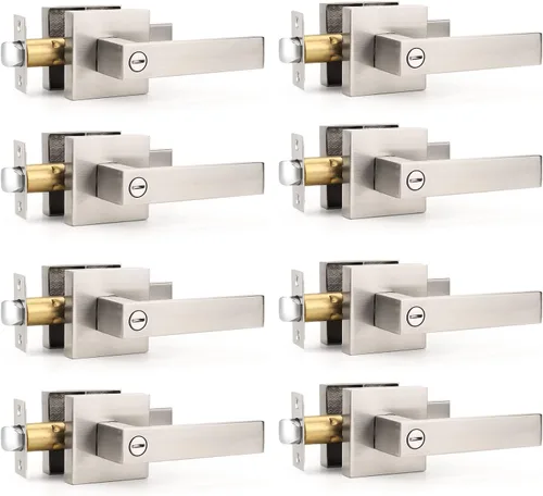 Miniatura 29 de Gobrico 1 paquete de manijas cuadradas de privacidad para puerta en acabado negro mate, manijas interiores sin llave, reversibles para puertas