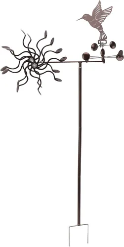 Miniatura 9 de Haofy Molinillo de viento para exteriores, estacas de metal para patio, molino de viento de metal, colibrí, escultura de viento para césped al aire
