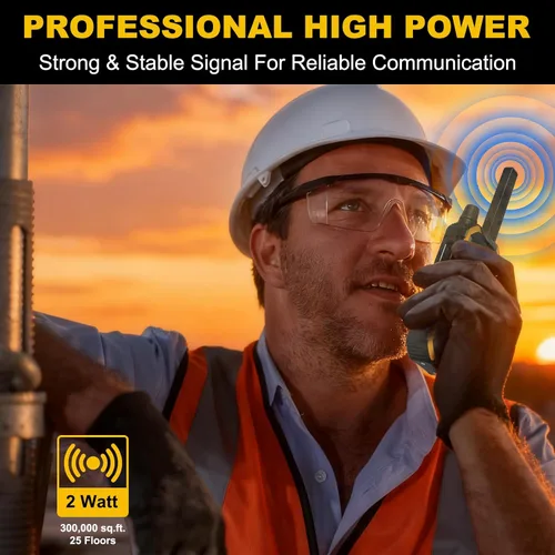 Miniatura 5 de Walkie Talkies para adultos de largo alcance – Paquete de 4 radios bidireccionales FRS recargables de alta resistencia con alerta meteorológica