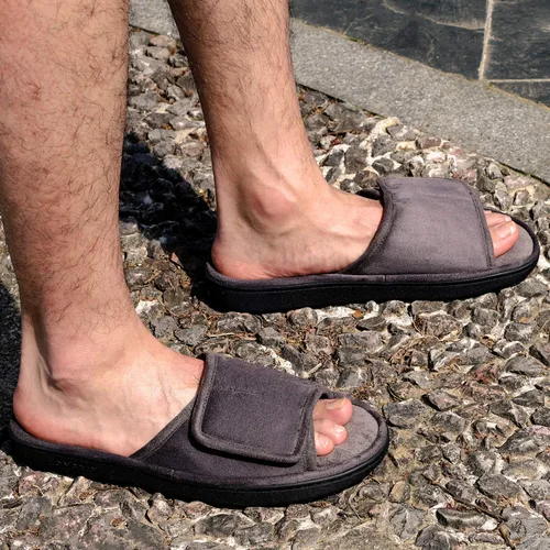 Miniatura 2 de Cómodas pantuflas de espuma viscoelástica para hombre, transpirables, microgamuza