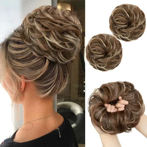 Miniatura 17 de SARLA 2 piezas de cabello desordenado color burdeos, onduladas, rizadas, sintéticas, coleteros falsos, extensiones de cola de caballo para mujeres