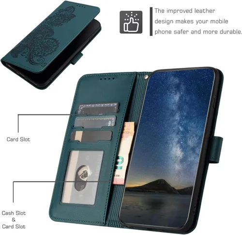 Miniatura 3 de Funda compatible con Redmi Note 12 Pro Plus 5G, compatible con Redmi Note 12 Discovery 5G, funda magnética con tapa para teléfono, color verde