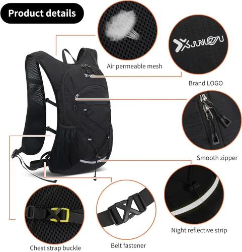 Miniatura 6 de DOJUNS Mochila de senderismo ligera Mochila de viaje 20L impermeable Mochila de senderismo Mochila de camping para hombres y mujeres (negro)