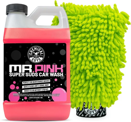 Miniatura 9 de Chemical Guys Mr. Pink - Kit de jabón de lavado de coche y guante de chenilla, champú automático de alta espuma de 16 onzas con guante de microfibra