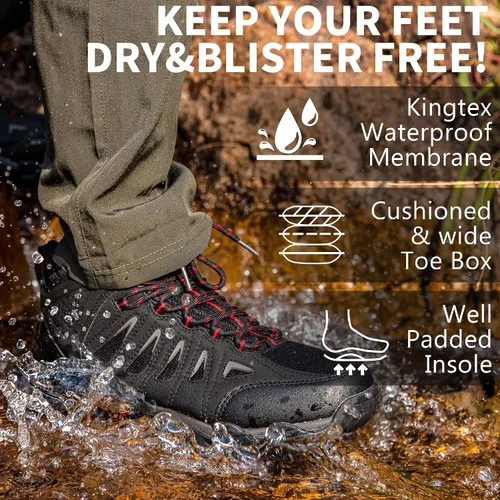 Miniatura 3 de SHULOOK Hiking Boots Men Waterproof Mid Boots Non-Slip LightWeight Comfortable