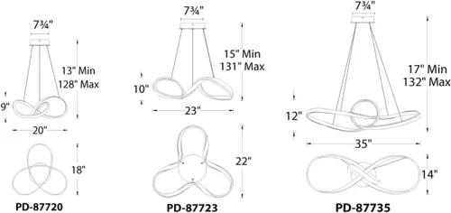 Miniatura 2 de WAC Lighting Colgante LED Vornado 23in 3000K en Cromo Cromado