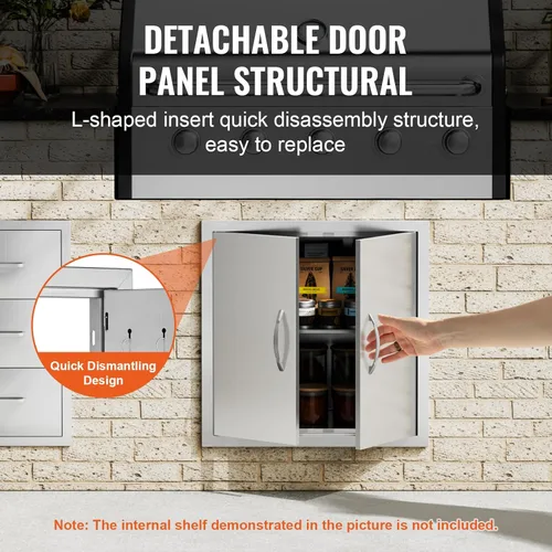 Miniatura 4 de VEVOR Puerta de acceso para barbacoa, 24 pulgadas de ancho x 24 pulgadas de alto, puerta doble de cocina al aire libre, puerta de montaje empotrado