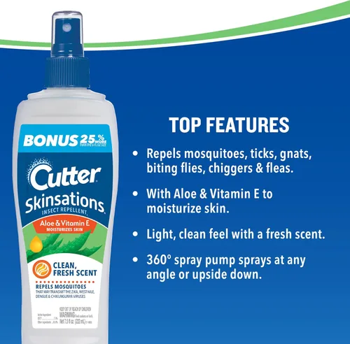 Miniatura 2 de Cutter Skinsations Repelente de Insectos (Paquete de 12), Repele Mosquitos, Garrapatas, Jejenes, Pulgas, 7% DEET, 6 Onzas Líquidas (Spray con Bomba)