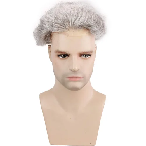 Miniatura 3 de Voloria Red de monofilamento de tupé para hombre con PU alrededor de la base de cabello humano virgen europeo encaje frontal para hombre postizo 10%