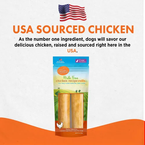 Miniatura 8 de Canine Naturals Receta de pollo masticable, golosinas para perros sin cuero crudo, hechas de pollo criado en Estados Unidos, totalmente natural