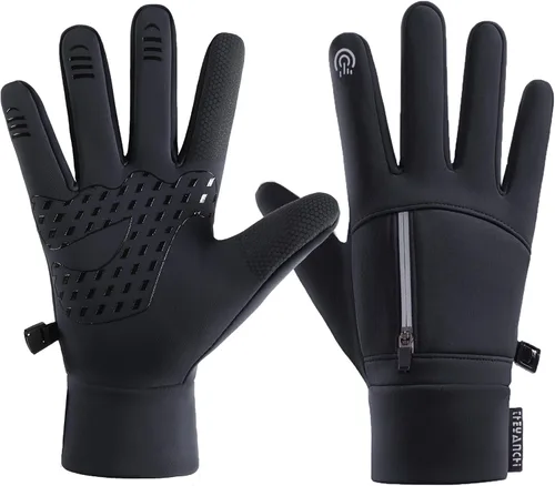 LJCUTE Guantes de ciclismo de invierno para hombres y mujeres, resistentes al viento, para clima frío, pantalla táctil, guantes de motocicleta para