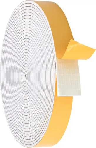 Miniatura 25 de Burlete de cinta de espuma autoadhesiva blanca para puertas y ventanas de 1 pulgada × 3/4 pulgada × 13 pies, tira de sellado de espuma de alta Blanco