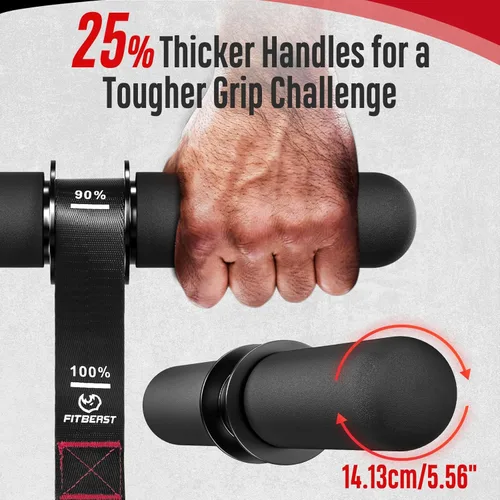 Miniatura 2 de FitBeast Fortalecedor de antebrazo y ejercitador de antebrazo, rodillo de muñeca con mango más grueso, entrenador de fuerza de antebrazo con correa