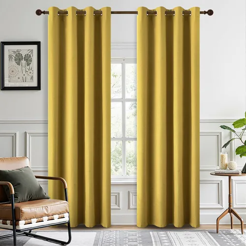 DONREN Cortinas opacas de lino con aislamiento térmico de 52 x 95 pulgadas, cortinas de oscurecimiento de habitación con ojales para dormitorio y