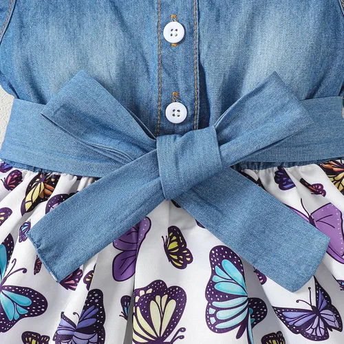 Miniatura 6 de Saeaby Vestido de niña pequeña, ropa de verano para niña, vestido sin mangas, vestido de mezclilla con flores, vestidos lindos para niña