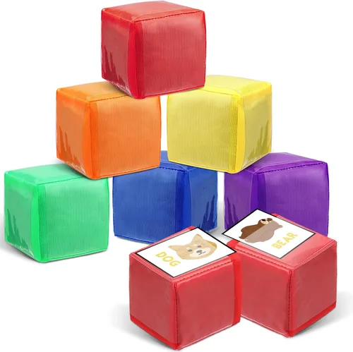 6 dados educativos de 3.15 pulgadas, cubos de bolsillo para enseñanza, dados grandes de espuma transparente para el aula de niños, cubo suave de 6