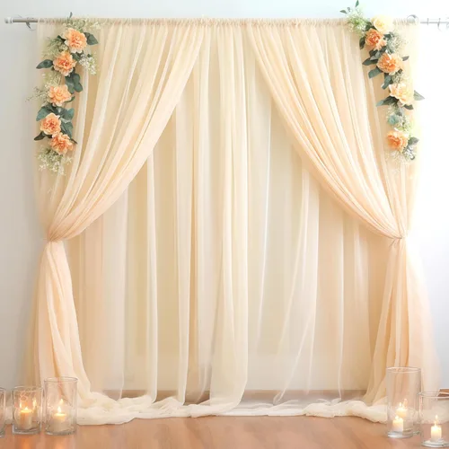 Miniatura 30 de Cortina de telón de fondo de tul azul bebé de 10 x 10 pies para fiestas, cortinas de fondo transparentes para bodas, baby shower, baby shower