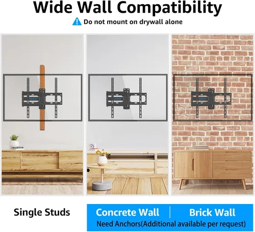 Miniatura 9 de MOUNTUP Soporte de pared para TV de movimiento completo para televisores de 26 a 55 pulgadas, soporte de pared de esquina con brazo articulado único