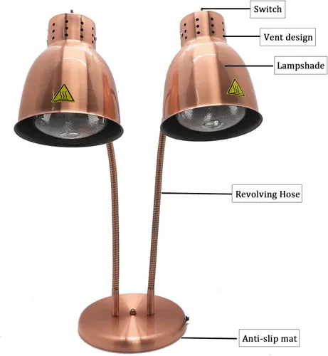 Miniatura 3 de Lámpara de calor de alimentos de doble bombilla de 500 W, calentador de alimentos, luz ajustable, lámparas de calefacción de cobre para bufé
