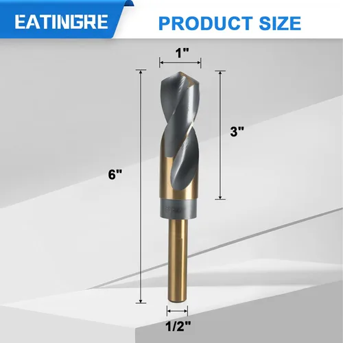 Miniatura 2 de Broca de 1 pulgada, broca de acero de alta velocidad con vástago de 1/2 pulgada, brocas HSS 4241 negro y dorado para acero suave, metal y madera dura