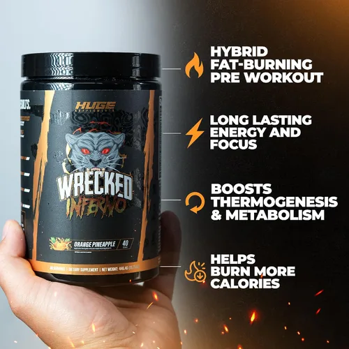 Miniatura 3 de Wrecked Inferno - Pre-entrenamiento termogénico para hombres y mujeres, aumenta la energía, aumenta la termogénesis y el metabolismo, mejora