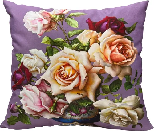 Miniatura 49 de Funda de cojín floral ligera de lujo, 18 x 18 pulgadas, pintura al óleo retro victoriana de doble cara, fondo negro, flor vibrante, funda de cojín