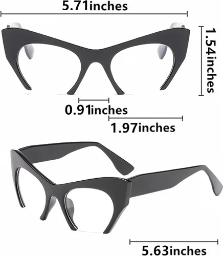 Miniatura 4 de Cristal de lectura de ojo de gato de media luna de moda para mujeres medio borde lente grande