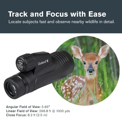 Miniatura 5 de Celestron Outland X 10x50 Monocular - Incluye adaptador para teléfono inteligente - Lente objetivo grande de 1.969 in - Óptica multicapa - Prisma