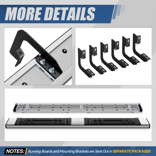 Miniatura 6 de Auto Dynasty - Estribos compatibles con Ford F-150 2004-2014 con cabina estándar, estribos laterales de acero inoxidable con barras Nerf, barras