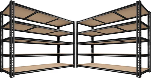 Miniatura 12 de ROOMFAVE Estantería de metal para garaje de 60 pulgadas de ancho, estantes de almacenamiento de 2800 libras, estantería ajustable de 4 niveles
