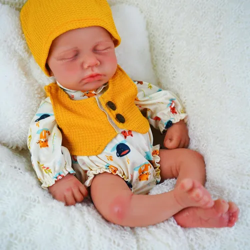 Miniatura 7 de Muñecas de bebé Reborn que se ven reales - 12 pulgadas Cuerpo completo de silicona Niña bebé durmiendo hecha a mano Cara realista Detalles
