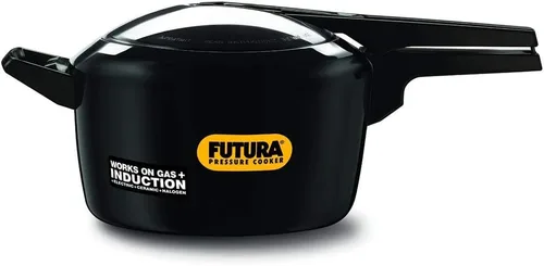 Hawkins Futura - Olla a presión de 5 litros, olla a presión con tapa interior anodizada dura, cocina de inducción, olla de sartén, color negro