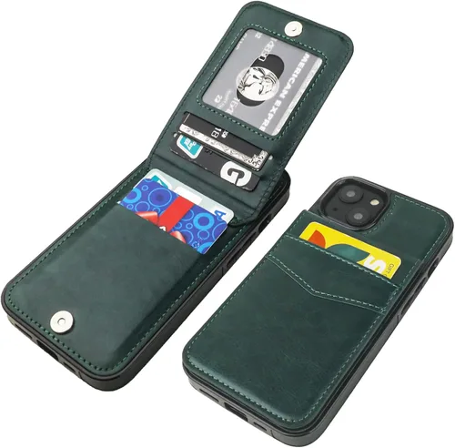 Miniatura 14 de KIHUWEY Compatible con iPhone 14 Funda Cartera con Soporte para Tarjeta de Crédito, Tapa de Cuero Premium con Cierre Magnético Soporte Funda