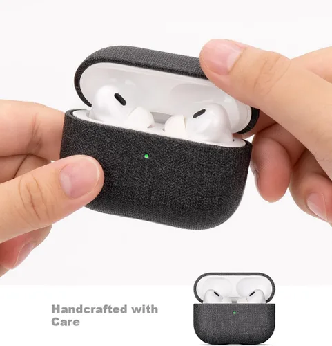 Miniatura 4 de LOPIE Funda para AirPods Pro de 2ª generación, hecha a mano para AirPods Pro 2 con cordón, hecha de cuero vegano, estilo lona, cubierta protectora