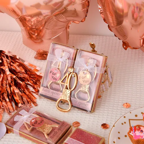 Miniatura 8 de 24 cajas de abrebotellas con temática de oro rosa para cumpleaños número 40, regalos de fiesta de boda, recuerdos de fiesta de cumpleaños