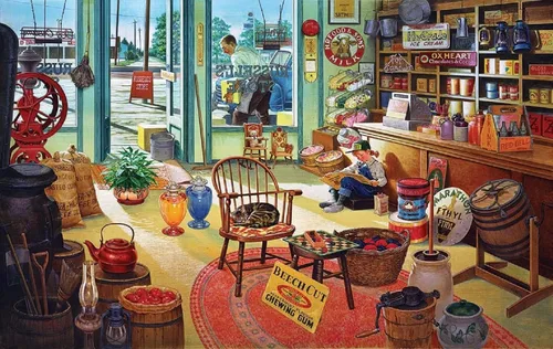 Miniatura 3 de SUNSOUT INC - Russel's General Store - Rompecabezas de 550 piezas por artista: Hiroaki Shioya - Tamaño acabado 15" x 24" - MPN # 37475