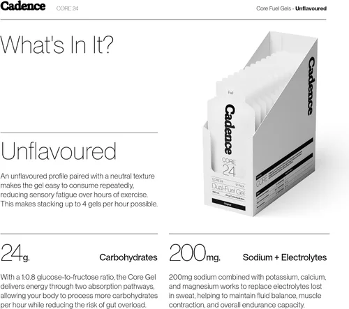 Miniatura 3 de Cadence Core Energy - Geles para correr resistencia, carbohidratos por porción con electrolitos para hidratación, fórmula de combustible dual