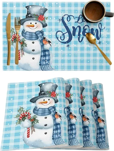 Miniatura 23 de Juego de 4 manteles individuales Boho de otoño, calabazas de acuarela para Acción de Gracias, resistentes al calor, lavables, para mesa, manteles