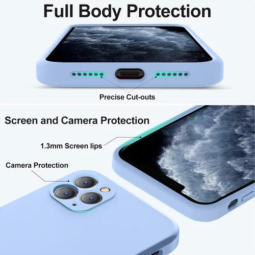 Miniatura 4 de Vooii Funda compatible con iPhone 11 Pro, silicona líquida mejorada con bordes planos, protección de cámara, forro de microfibra antiarañazos suave
