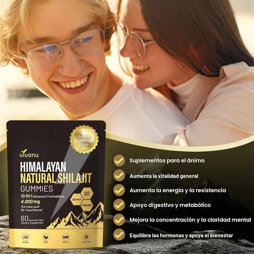 Miniatura 7 de Gomitas Shilajit, Shilajit para hombres y mujeres Fórmula 10 en 1 de alta potencia de 4000 mg con shilajit puro del Himalaya, Ashwagandha y 75%