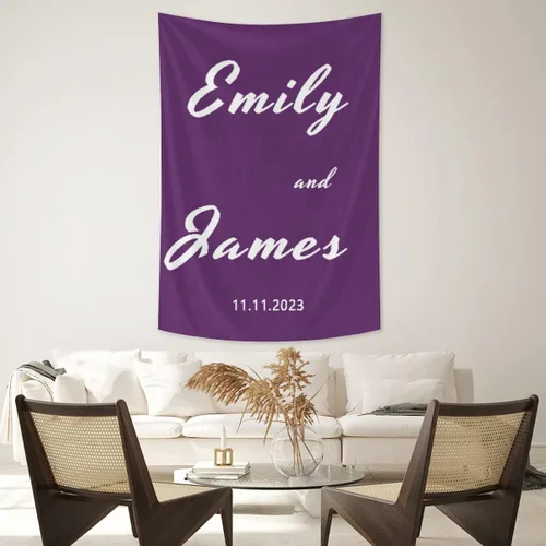Miniatura 18 de Tapiz de boda personalizable con nombre y foto, colgante de pared personalizado para boda, tapiz de pared personalizado, decoración del hogar, tapiz