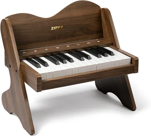 Miniatura 8 de Teclado de Piano para Niños ZIPPY, Piano Digital de 25 Teclas para Niños, Panel de Control Táctil Sensible, Volumen Ajustable, Mini Instrumento Roble