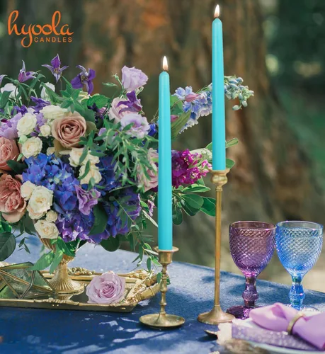 Miniatura 6 de Hyoola Tall Taper Candles - Vela de cena turquesa sin goteo de 10 pulgadas, sin perfume, cera de parafina con mechas de algodón, 8 horas de tiempo